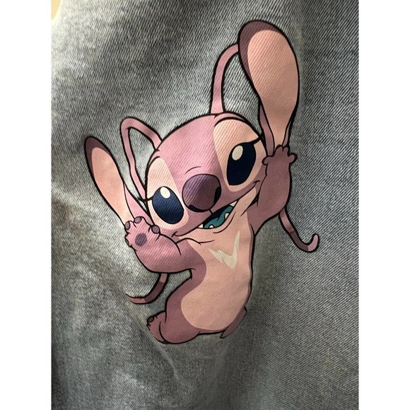 DISNEY Lilo & Stitch Light Wash Blue Denim Graphic Flare Jeans Women's Size 28 - Picture 5 of 9